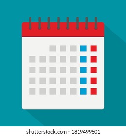 Calendar flat icon isolated on background. Vector illustration. Eps 10