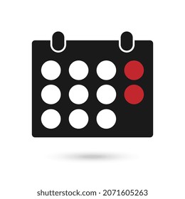 Icono plano del calendario aislado en fondo blanco, ilustración del vector