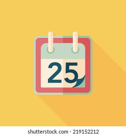 Calendar flat icon with long shadow, eps10