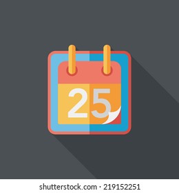 Calendar flat icon with long shadow, eps10