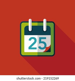 Calendar flat icon with long shadow, eps10