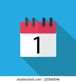 Calendar flat icon with long shadow. Vector illustration eps10.
