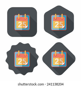 Calendar flat icon with long shadow, eps10