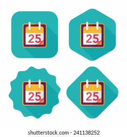 Calendar flat icon with long shadow, eps10