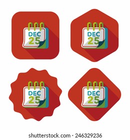 Calendar flat icon with long shadow eps10