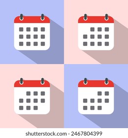 Calendar flat icon with long shadow. Date, event concept