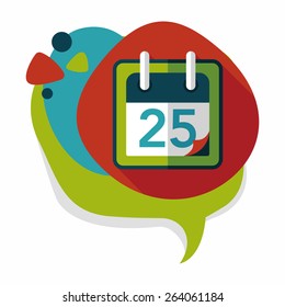 Calendar flat icon with long shadow, eps10