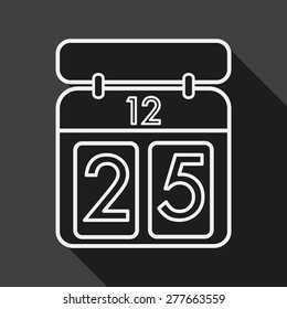 Calendar flat icon with long shadow, line icon