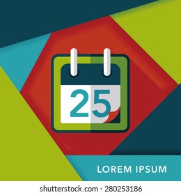 Calendar flat icon with long shadow, eps10