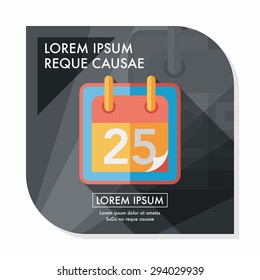 Calendar flat icon with long shadow, eps10