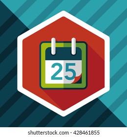 Calendar flat icon with long shadow, eps10