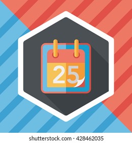 Calendar flat icon with long shadow, eps10