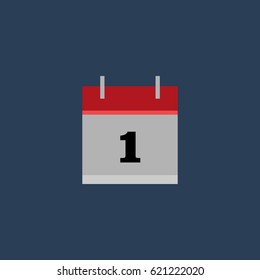 calendar flat icon with long shadow, vector illustration