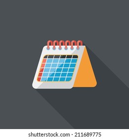 Calendar flat icon with long shadow,eps10