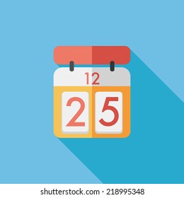 Calendar flat icon with long shadow,eps10