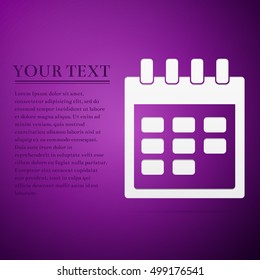 Calendar flat icon on purple background. Adobe illustrator