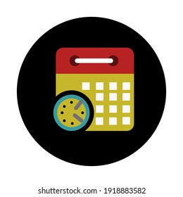 Kalender, flaches Symbol. Kalender an einer Wand. Vektorgrafik.