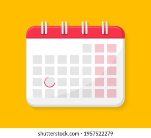 Calendar flat icon with red mark the date. Calendar schedule and planning. Vector illustration.