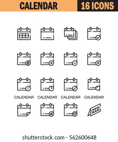 Calendar flat icon set. Collection of high quality outline symbols for web design, mobile app. Calendar vector thin line icons or logo.