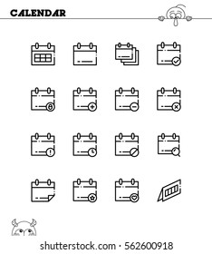 Calendar flat icon set. Collection of high quality outline symbols for web design, mobile app. Calendar vector thin line icons or logo.