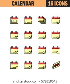Calendar flat icon set. Collection of high quality outline symbols for web design, mobile app. Calendar vector thin line icons or logo.