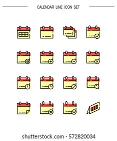 Calendar flat icon set. Collection of high quality outline symbols for web design, mobile app. Calendar vector thin line icons or logo.