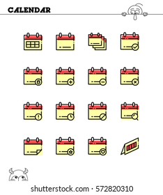 Calendar flat icon set. Collection of high quality outline symbols for web design, mobile app. Calendar vector thin line icons or logo.