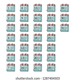 Calendar flat icon set. Colorful calendar icon set isolated on white background - vector illustration.