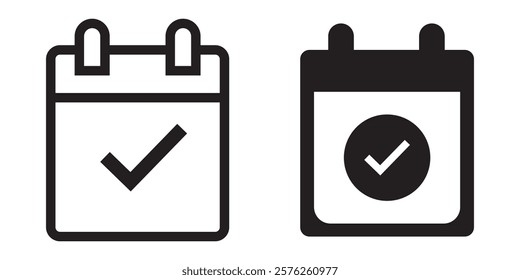 Calendar flat icon set. Deadline, calendar notification, reminder organizer.