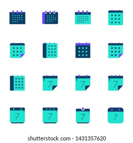 calendar flat icon set. technology business icon set