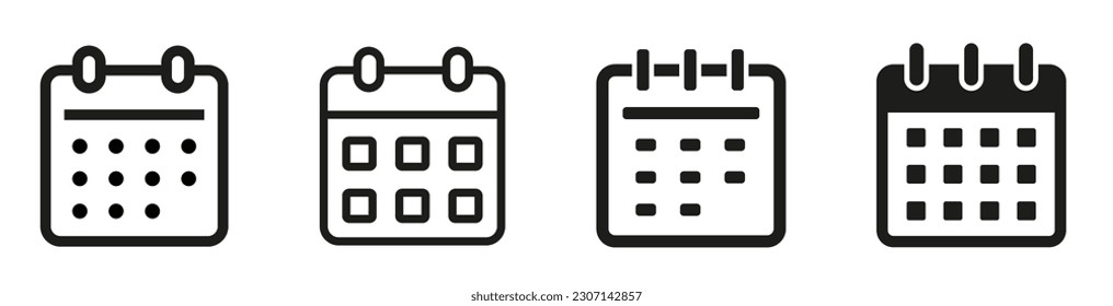 Calendar flat icon set. Vector flat daily calendar icon.