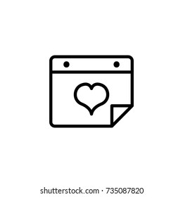 Calendar flat icon. Single high quality outline symbol of wedding for web design or mobile app. Thin line signs of love for design logo, visit card, etc. Outline logo of happy