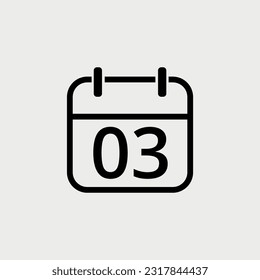 Calendar flat icon with specific day, simple calendar icon vector illustration for websites, projects and graphic resources. Day 03 marked on the calendar.