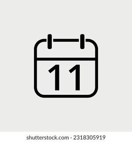 Icono plano del calendario con día específico, ilustración simple del icono del calendario para sitios web, proyectos y recursos gráficos. Día 11 marcado en el calendario.