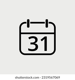 Calendar flat icon with specific day, simple calendar icon vector illustration for websites, projects and graphic resources. Day 31 marked on the calendar.