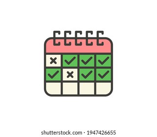 Calendar flat icon. Thin line signs for design logo, visit card, etc. Single high-quality outline symbol for web design or mobile app. Marketing outline pictogram.