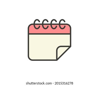 Icono plano del calendario. Señales de línea delgada para el logotipo de diseño, tarjeta de visita, etc. Símbolo de esquema único de alta calidad para diseño web o aplicación móvil. Pictograma de esquema de marketing.