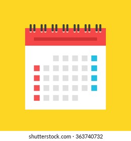 Calendar Flat Icon. US Version. Vector Illustration