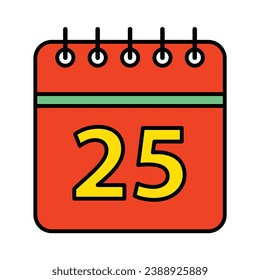 Calendar Flat Icon Vector Illustration Isolated on White Background. Use for Xmas, Decoration, Greeting Card Etc.