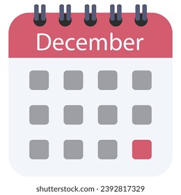 Ilustración vectorial de icono plano del calendario aislada en fondo blanco.