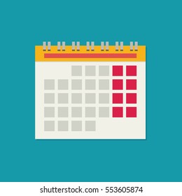 Calendar flat icon. Vector illustration