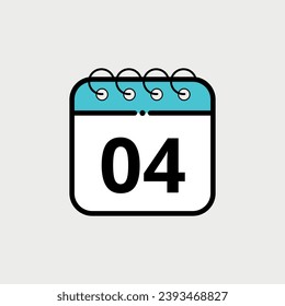 Calendar flat icon for websites, blogs and graphic resources. Calendar vector illustration with specific day marked, day 04.
