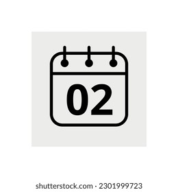 Calendar flat icon for websites and graphic resources. Vector illustration of calendar marking day 02.