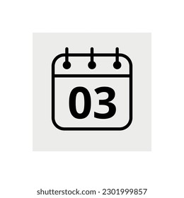 Calendar flat icon for websites and graphic resources. Vector illustration of calendar marking day 03.