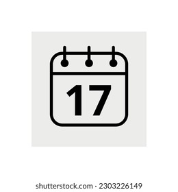 Calendar flat icon for websites and graphic resources. Vector illustration of calendar marking day 17.