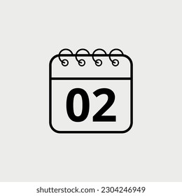 Calendar flat icon for websites and graphic resources. Important date. vector illustration of calendar with specific day 02.