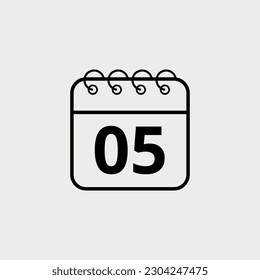 Calendar flat icon for websites and graphic resources. Important date. vector illustration of calendar with specific day 05.