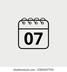 Calendar flat icon for websites and graphic resources. Important date. vector illustration of calendar with specific day 07.