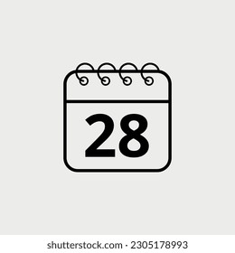 Calendar flat icon for websites and graphic resources. Important date. vector illustration of calendar with specific day 28.