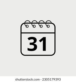 Calendar flat icon for websites and graphic resources. Important date. vector illustration of calendar with specific day 31.